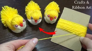 Super Easy Chicken Making Idea with Yarn - DIY Woolen Chick - How to Make Yarn Chick - Woolen Dolls