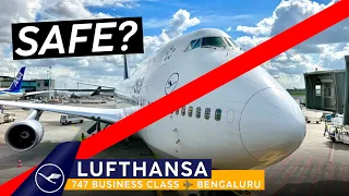 SAFETY LAPSE on LUFTHANSA 🚨 BUSINESS CLASS on a 747 🇩🇪 Frankfurt ✈ Bengaluru 🇮🇳 Ambivalent Crew
