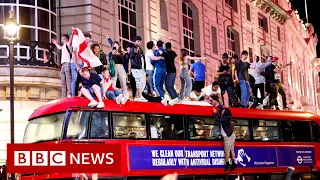 England celebrates Euro 2020 semi-final victory against Denmark - BBC News