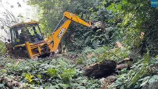 Road Between Mountains Constructed for Logging Deck-JCB Video