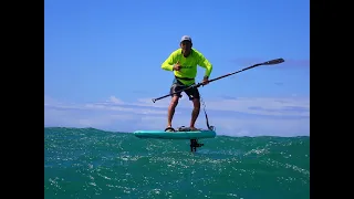 Epic Foil Drive assisted SUP foiling downwinder in Maui. June 23 23. Mauisurfreport.blogspot.com