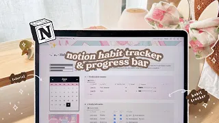 2023 NOTION TUTORIAL💡💻  notion habit tracker with progress bars (+ free template)