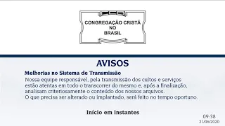 Culto Online CCB 21/06 2020 - 10:00 - Brás - Reuniao de Jovens