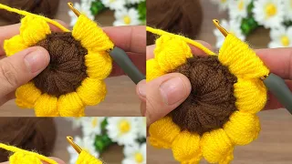 100 Wonderfulll 100 you will love it! 1 made a very easy crochet flower for you #crochet #knitting