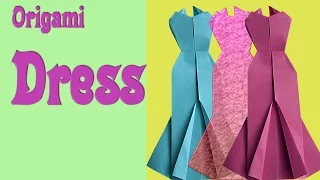 How to make Origami? A Paper blue Dress. Video for Children