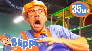 Blippi Learns Shapes and Colors at the Kids' Club Indoor Playground! | BEST OF BLIPPI TOYS!