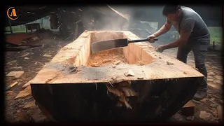Man Turns Massive Log into Amazing CANOE - Start to Finish Build by @OutbackMike - Amplifying TECHHD