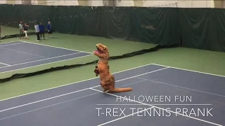 Halloween Dinosaur T-Rex Costume Prank on Kids During Tennis!