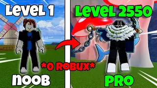 NOOB To MAX LEVEL With NO ROBUX in Blox Fruits! (FULL MOVIE)