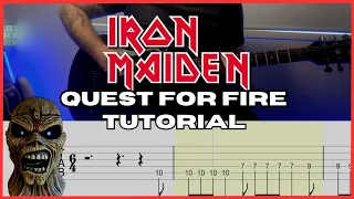 IRON MAIDEN - Quest For Fire FULL Guitar Tutorial (with tabs)