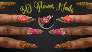 TRENDING 3D FLOWER NAILS🌺| JinB HARD GEL | Morovan soild gel | dried flowers #nails #pressonnails