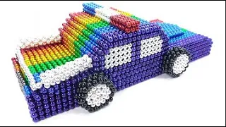 How To Build A Rainbow Police Car With Magnetic Balls | Magnet Toys #magnettoys #magnetic