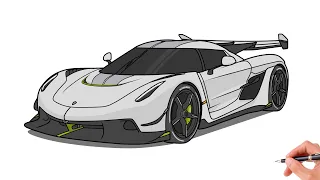How to draw a KOENIGSEGG JESKO 2020 / drawing  koenigsegg jesko 2019 sports car