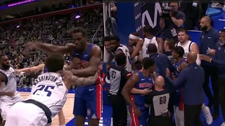 LUKA GETS IN MIDDLE OF PISTONS FIGHT! PJ WASHINGTON SHOVES JALEN DURAN!