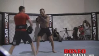 Conor McGregor Media Day workout before his rematch with Nate Diaz at UFC 202