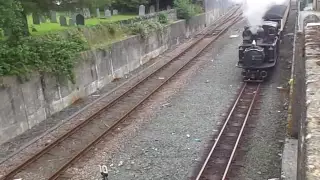 Ffestiniog Railway: The Fairlie No.10 'Merddin Emrys' was leaves at Blaenau Ffestiniog Station.