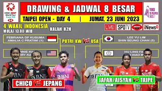 Jadwal Taipe Open 2023 Hari Ini Day 4 Babak 8 Besar ~ CHICO vs Unggulan JEPANG ~ 4 Wakil Indonesia