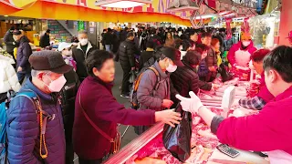 GYEONGDONG Market with Huge Crowds, SEOUL Lunar New Year 2024, Seoul Travel Walker.