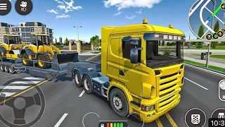 Long Trailer Truck Transporter Excavator | Construction Vehicles Delivery | Android Gameplay