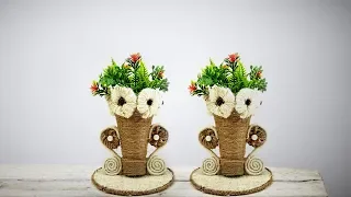 DIY Flower Vase From Empty Bottle | Jute Vase | Crafts Junction