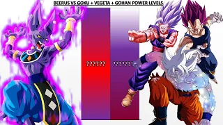 Beerus VS Goku + Vegeta + Gohan POWER LEVELS - Dragon Ball Super