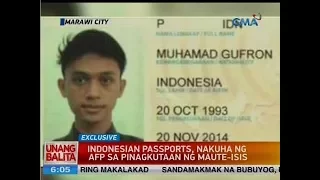 UB: Indonesian passports, nakuha ng AFP sa pinagkutaan ng Maute-ISIS