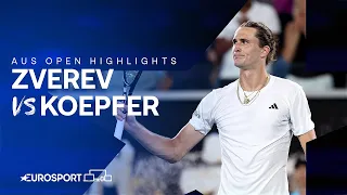 Round Two 🔜 | Alexander Zverev v Dominik Koepfer | Australian Open 2024 Highlights 🇦🇺