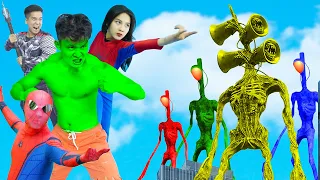 Hulk, Spider-Girl, Spider-Man Vs Siren Head, Light Head - BigGreenTV