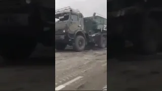 a destroyed column of engineering troops of the RF Armed Forces near Kherson.  Kamaz,