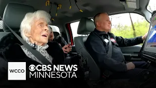 105-year-old woman gets ride-along with Plymouth Fire Department for birthday