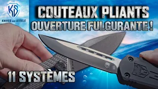 10 super couteaux pliants avec 11 systèmes d'ouverture de lents à fulgurants !