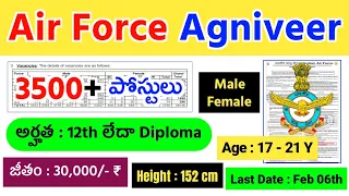 Air Force New Recruitment 2024 in Telugu | Air Force Intake 01/2025 Notification | 3500+ Post's