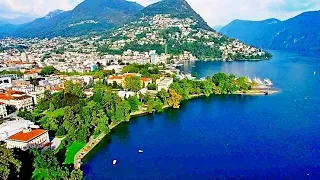 LUGANO (Switzerland) - incredible and amazing view from a drone!