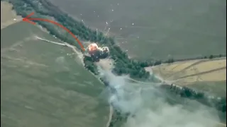 Rockets fire wildly as Ukraine executes counter battery strike on Russian BM-27 Uragan MLRS Launcher