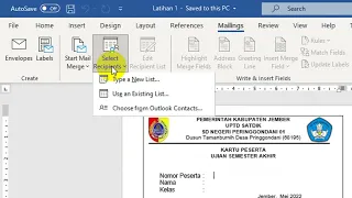 Cara Membuat Kartu Ujian Dari Mail Merge | Next Record