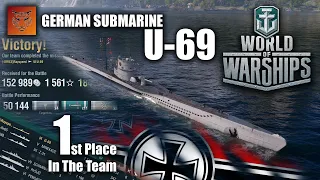 German U-69 Submarine Supportive Gameplay || WORLD OF WARSHIPS