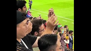 Cristiano Ronaldo celebrating Bruno Fernandes’ penalty goal vs Uruguay.