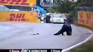 F1 Marshall nearly gets hit by car