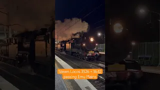 Steam Locos 3526 + 3642 passing Emu Plains #shorts