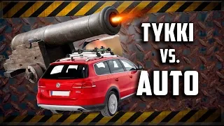 Tykillä ammutaan autoa!! Tykki vs. Henkilöauto!