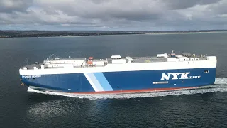 Cygnus Leader (Ro-Ro vessel) travelling into Pt Melbourne, Victoria.