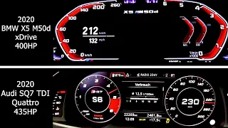 Acceleration battle - 2020 Audi SQ7 TDI Quattro 435HP vs 2020 BMW X5 M50d xDrive 400HP
