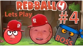 Играем в детскую игру Red Ball 4 Часть #4 Красный мячик встречается с Боссом Злым Квадратом