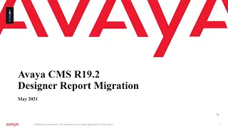 How to Migrate Designer Reports for Avaya Call Management System (CMS) 19.2