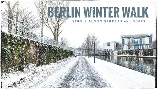 BERLIN WINTER WALK 2021 along Spree from Bellevue to German Reichstag Building in 4K | 50fps | ASMR