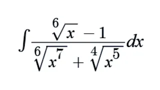 Integral de (sqrt[6](x)-1)/(sqrt[6](x^7)+sqrt[4](x^5)) dx