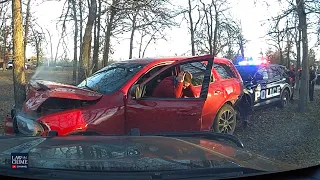 Wild Police Chase Shows Suspect Smashing into Tree After Shooting at Cops