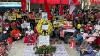 Makeshift memorial in Yangon for dead protester