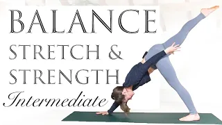 Full body Yoga For Balance, Stretch & Strength - Intermediate Yoga - YogaCandi