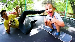 6 YEAR OLD BEATS ME IN TRAMPOLINE S.K.A.T.E?!